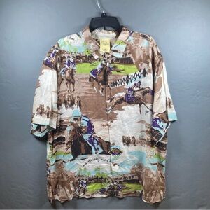 Vintage Del Mar Breeders Cup Hawaiian Print Shirt Adult XXL Horse Racing